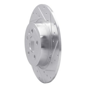 Land Rover Range Rover Evoque Brake Rotor (1) - Rear Right - R1 Concepts - Drilled & Slotted - Silver - `16-`19